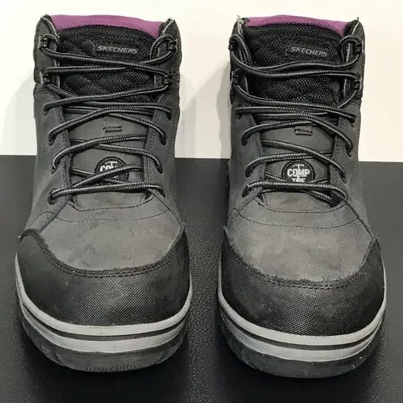 Skechers Womens McColl Composite Toe Waterproof Work Boots Gray Black Purple 8 - Picture 5 of 16